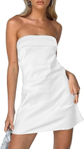 Women Satin Silk Backless Strapless Mini Dress Sexy Low Back Tube Club Party Dress for Women