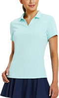 Women Golf Shirts Polo Collared V Neck Shorts Sleeve Tennis Shirt Lightweight Quick Dry UPF50+
