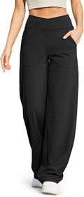 Wide Leg Pants for Women Loose Yoga Pants with Pockets Petite/Regular/Tall Stretch Casual Lounge Pants