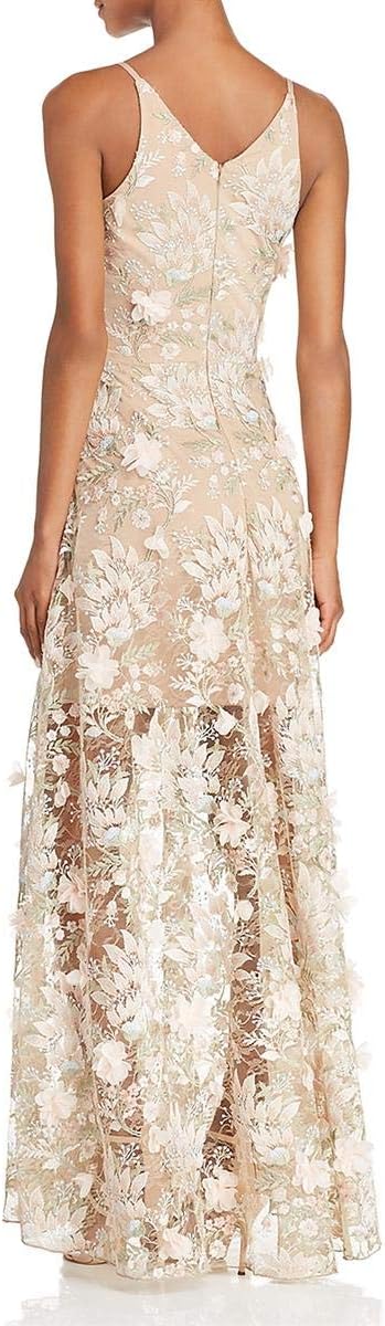 Women Embellished Plunging Gown Sleeveless Floral Long Dress