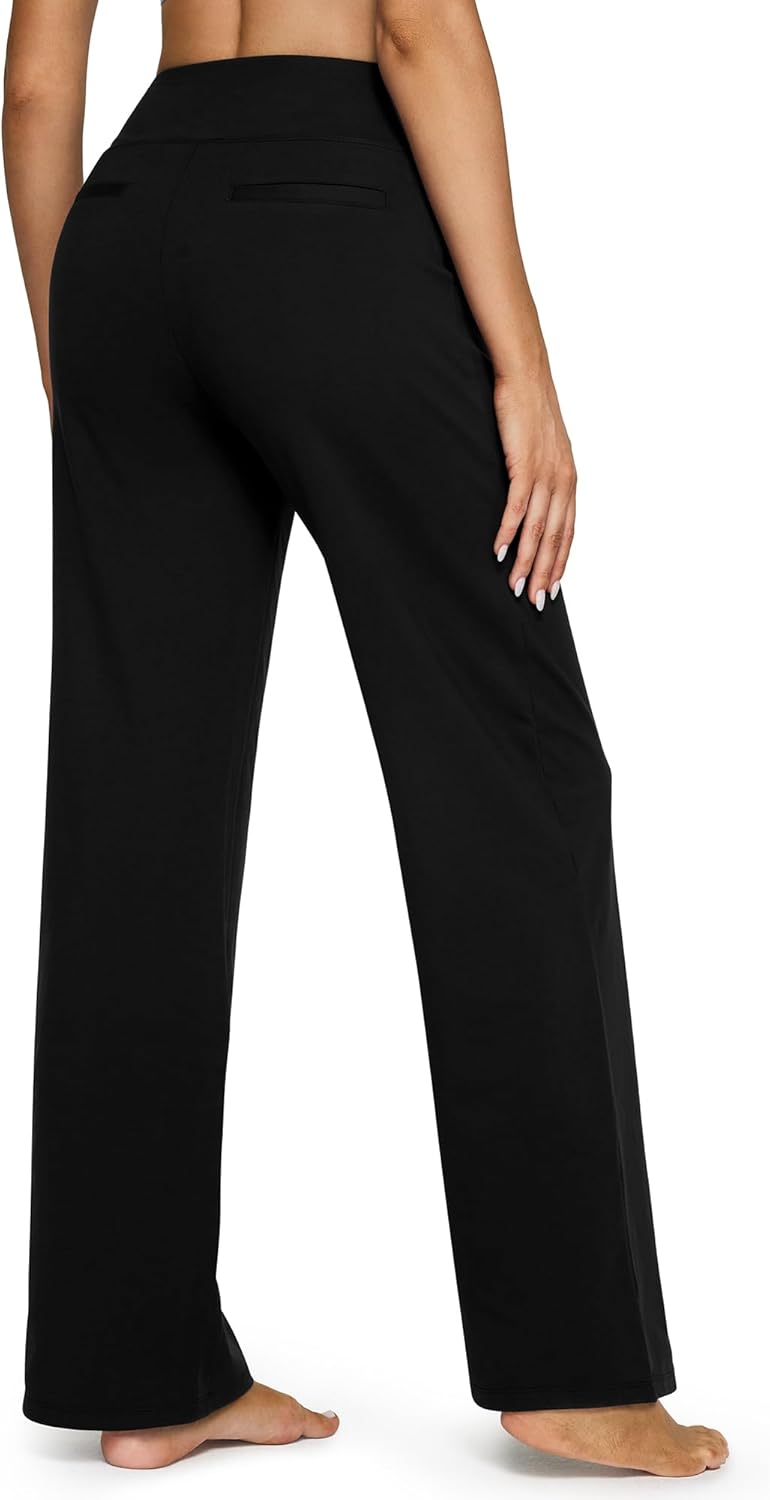 Yoga Pants Women Wide Leg Pants with Pockets High Waist Stretch Dress Casual Sweatpants Petite/Regular/Tall