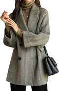 Women Wool Coat Peacoat Jacket Thick Loose Double Breasted Pea Coat Woolen Winter Overcoat