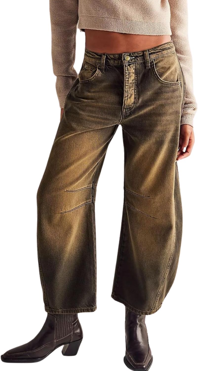Barrel Jeans Women Baggy for Women  Cargo Jeans Wide Leg High Waist Midrise Button Fly 2024 Fall