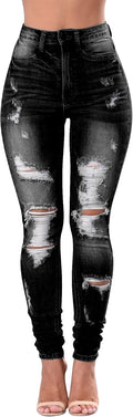Women High Waisted Jeans for Women Distressed Stretch Jeans for Women Ripped Butt Lift Jeans Denim Pants