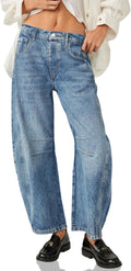 Women Baggy Boyfriend Jeans Vintage Wide Leg Mid Rise Barrel Denim Ankle Pants