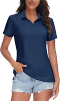 Women V-Neck Polo Shirts UPF 50+ Short Sleeve Sun Protection Quick Dry Golf Polos Collared Shirt