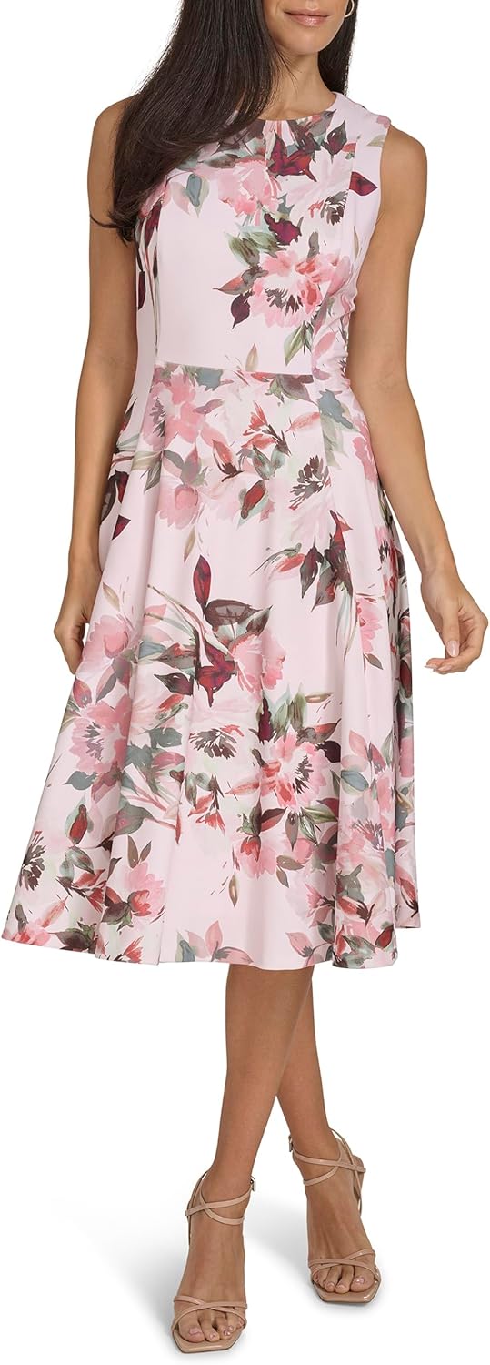 Women Basic Sleevless  Crepe Midi Dress