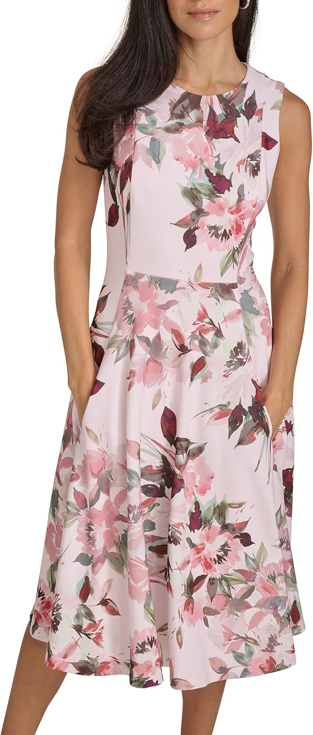 Women Basic Sleevless  Crepe Midi Dress