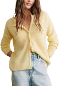 Women Knit Cardigans Lightweight Casual Crew Neck Button Down Long Sleeve Sweater Jumper Layer Top