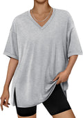 Trendy  Oversized Tshirts for Women Workout Plus Size Tops V Neck Short Sleeve Gym Shirts Casual Loose Fit Basic Tees