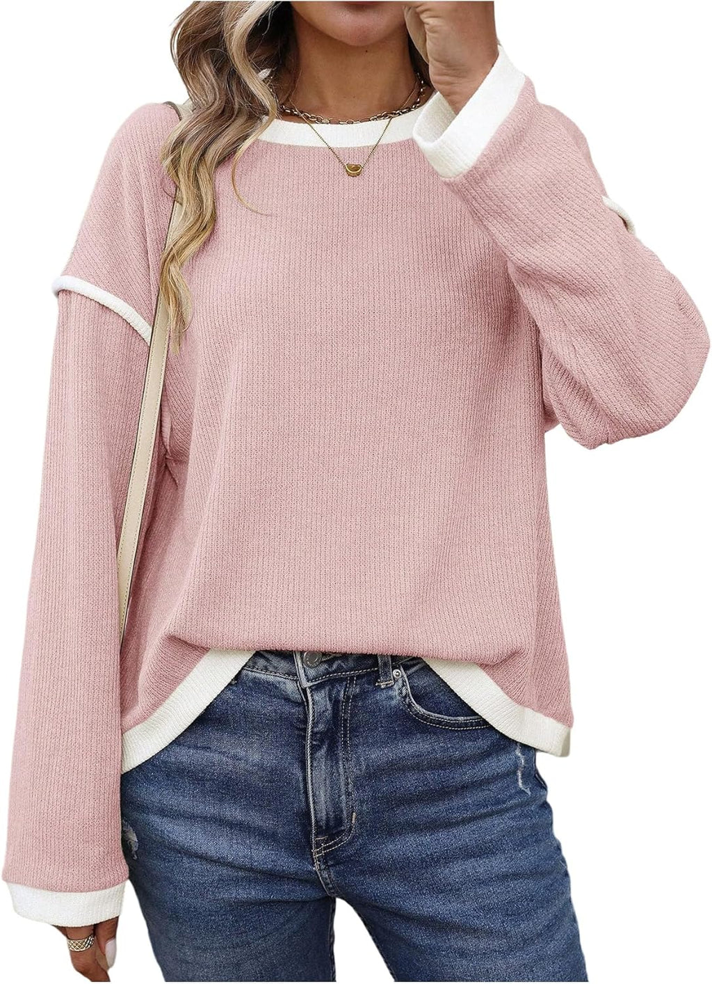 Women Crewneck Long Sve Sweatshirts Pullover Knit Tops Fall Teacher Clothes