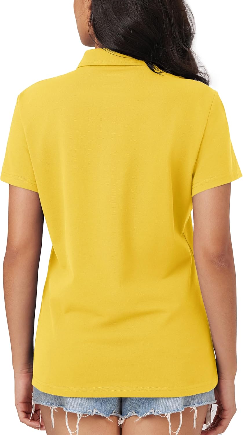 Women Polo Shirts Cotton Short Sleeve Shirt 3 Buttons Collared Shirts Summer Casual Wicking Golf Tops