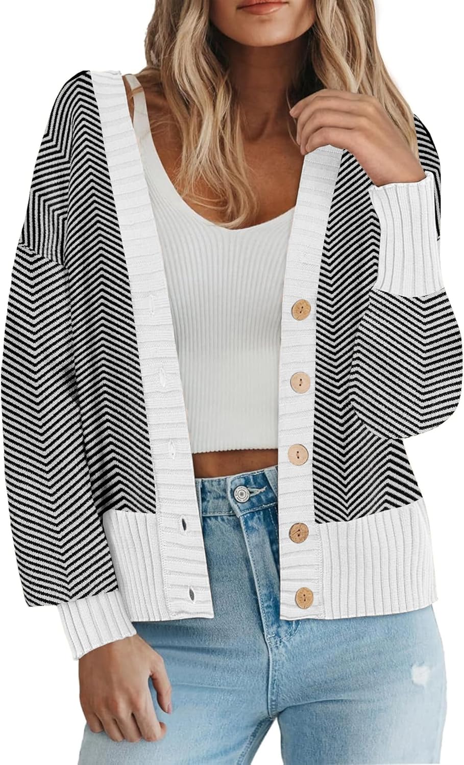 Women Cardigan 2025 Fall Winter Open Front Oversized Button V Neck Loose Soft Knit Sweater