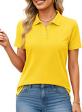 Women Polo Shirts Cotton Short Sleeve Shirt 3 Buttons Collared Shirts Summer Casual Wicking Golf Tops