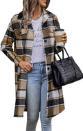 Women Plaid  2024 Long Sleeve Button Up Flannel Shirt Winter Tartan Jacket Woolen Coats