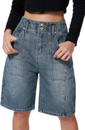 Women Jorts Denim Shorts  Vintage Baggy Mid Rise Bermuda Jeans Summer Knee Length Jort Short Pants